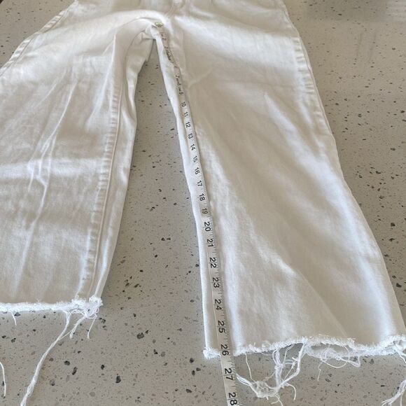 SHEIN White High Waisted Jeans Wide Leg Cotton Raw Hem Women’s Size Petite S EUC - Picture 6 of 9